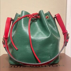 Louis Vuitton Petit Noe Epi Leather Green/Red Shoulder Bag
